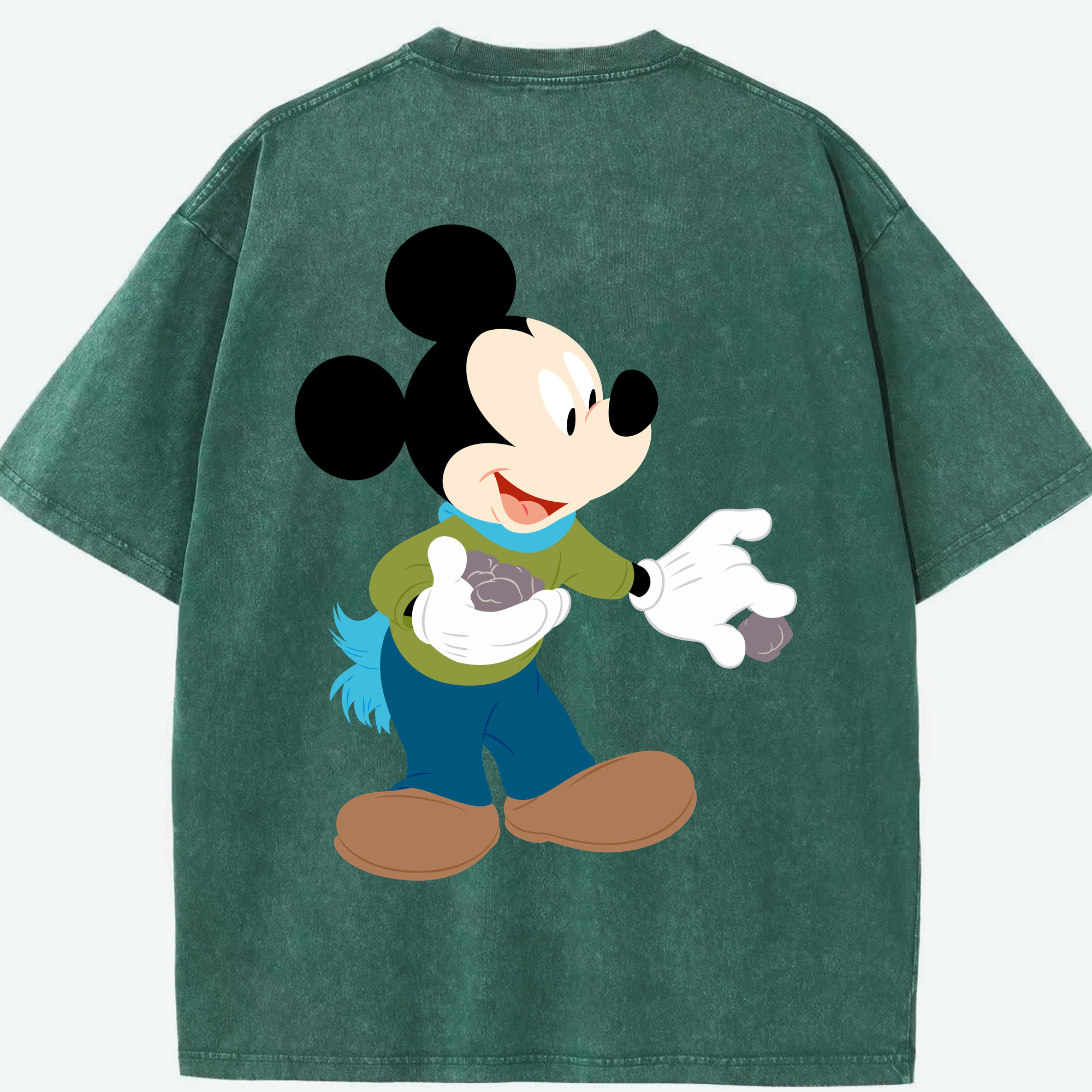 （画像用） ミッキーマウス Mickey Mouse 綿100% ヴィンテージ風 半袖Tシャツ（背面プリント）